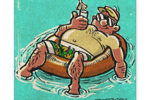 'Summer Tubing' Canvas Print — Funny Man Floating on Inner Tube