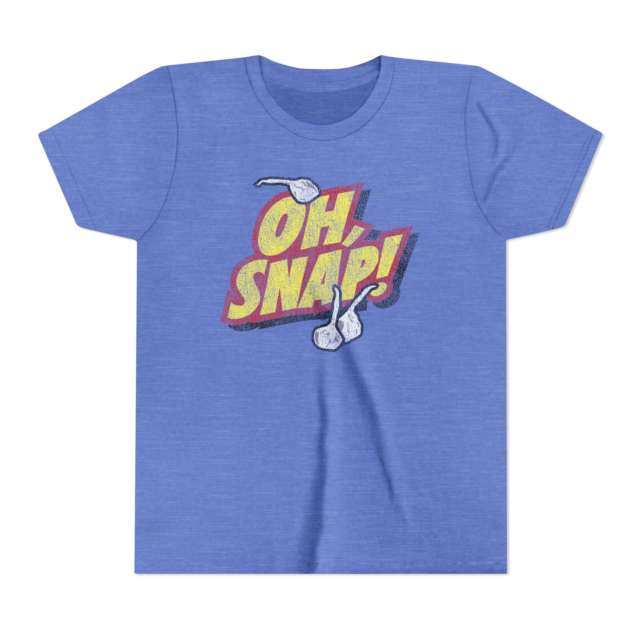 Oh Snap! Youth - July 4th T-Shirt, Fourth of July Tee, America, Distressed Print, Vintage Script, Fireworks Fun, Independence Day, USA