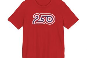 Retro 250 Patriotic T‑Shirt — Vintage Red, White & Blue Star Design