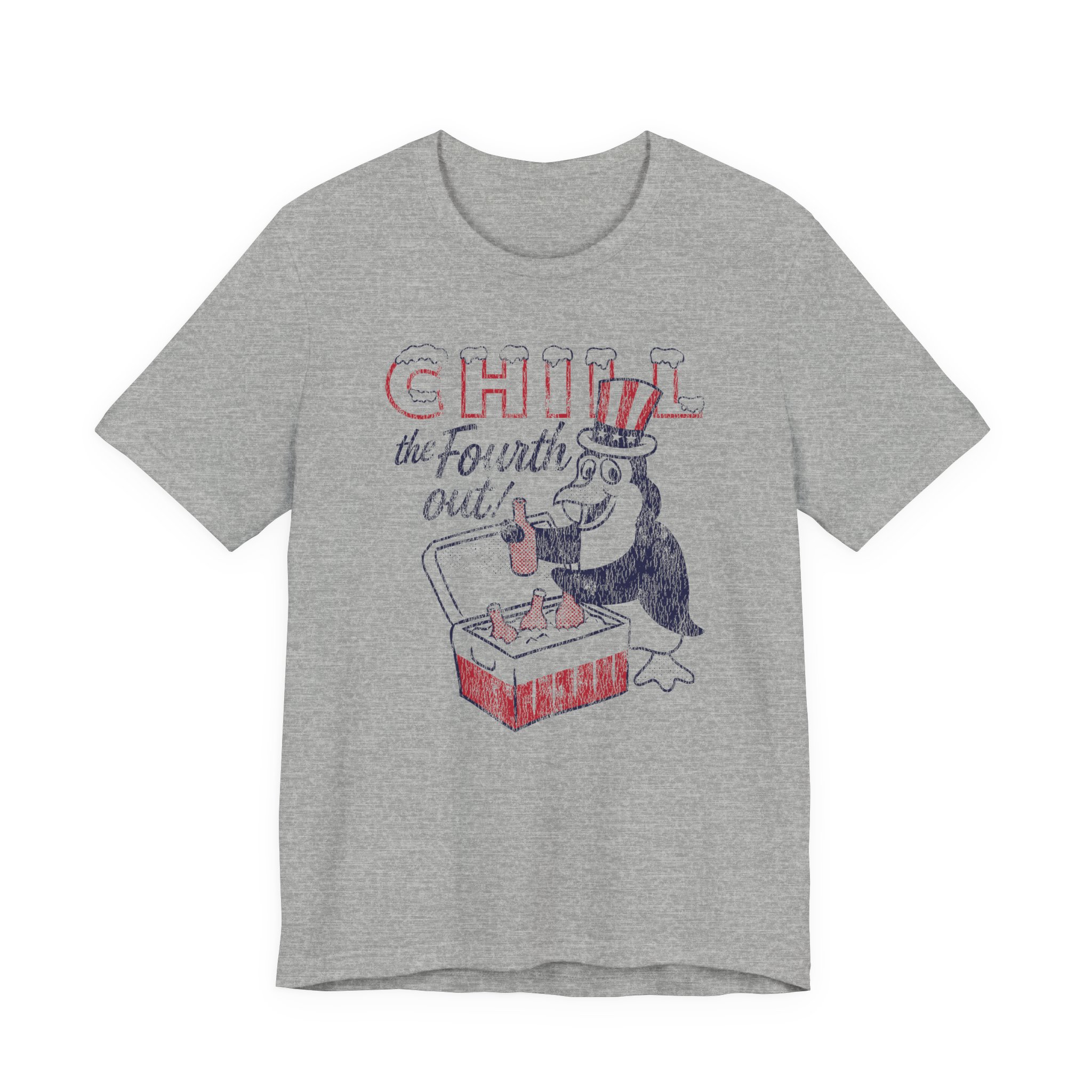Chill the Fourth Out Penguin Cooler Tee | Fourth of July Patriotic Shirt - Image 4