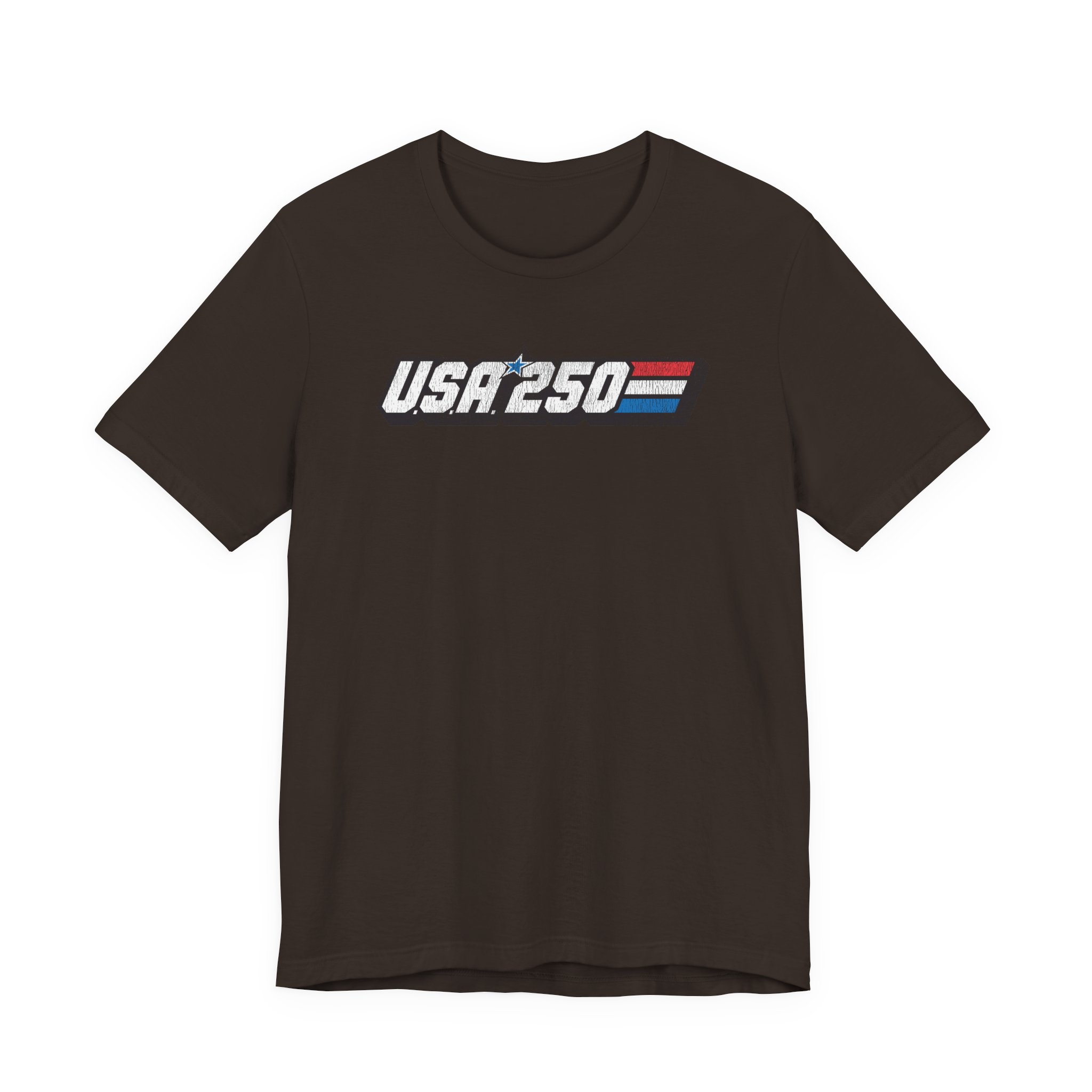 USA 250 80s Joe Tee – Vintage Americana Flag Chest Graphic - Image 2