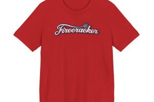 Firecracker Graphic Tee — Retro Script Patriotic T‑Shirt