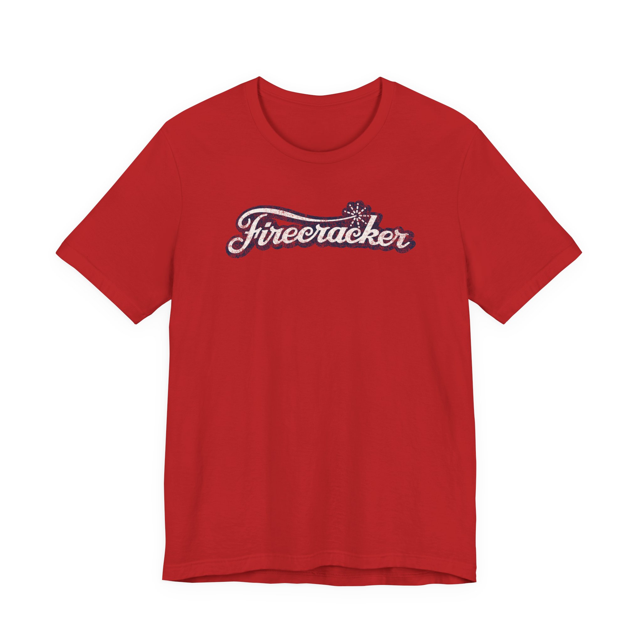 Firecracker Graphic Tee — Retro Script Patriotic T‑Shirt