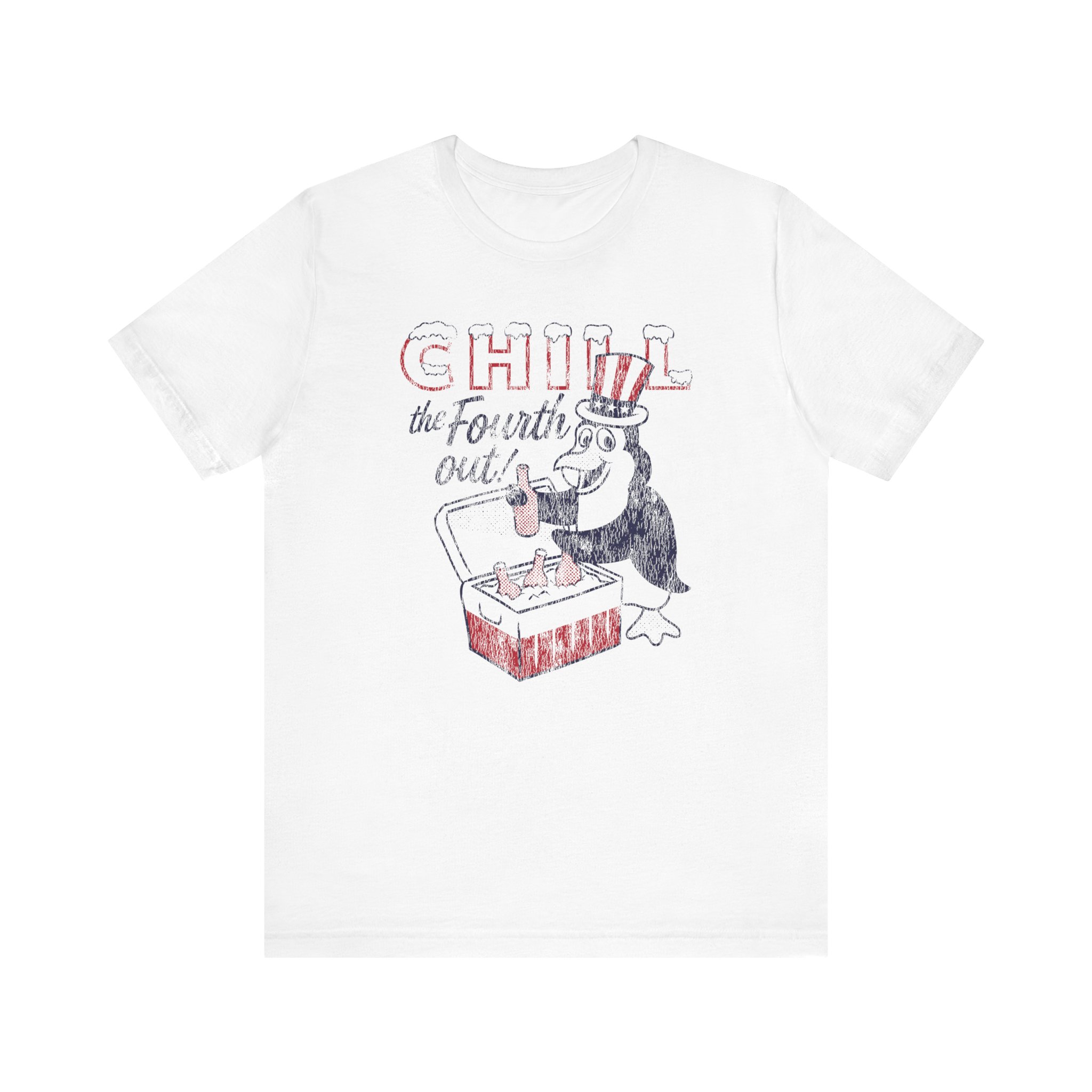 Chill the Fourth Out Penguin Cooler Tee | Fourth of July Patriotic Shirt